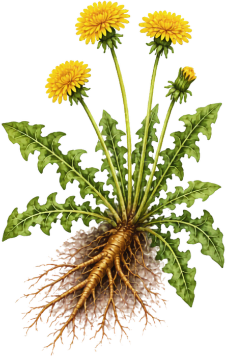 Dandelion root botanical illustration