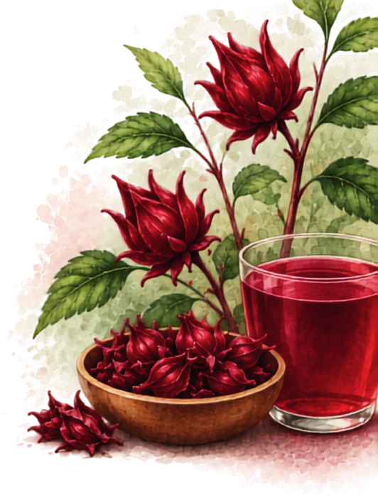 Hibiscus botanical illustration